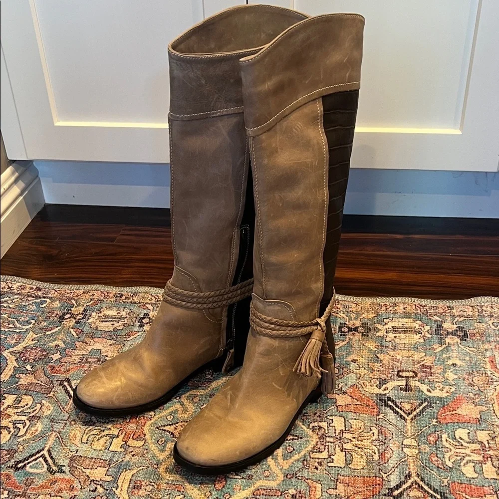 Fabianelli Tan Brown Italian Leather Boots Knee-high Boots Size EU37